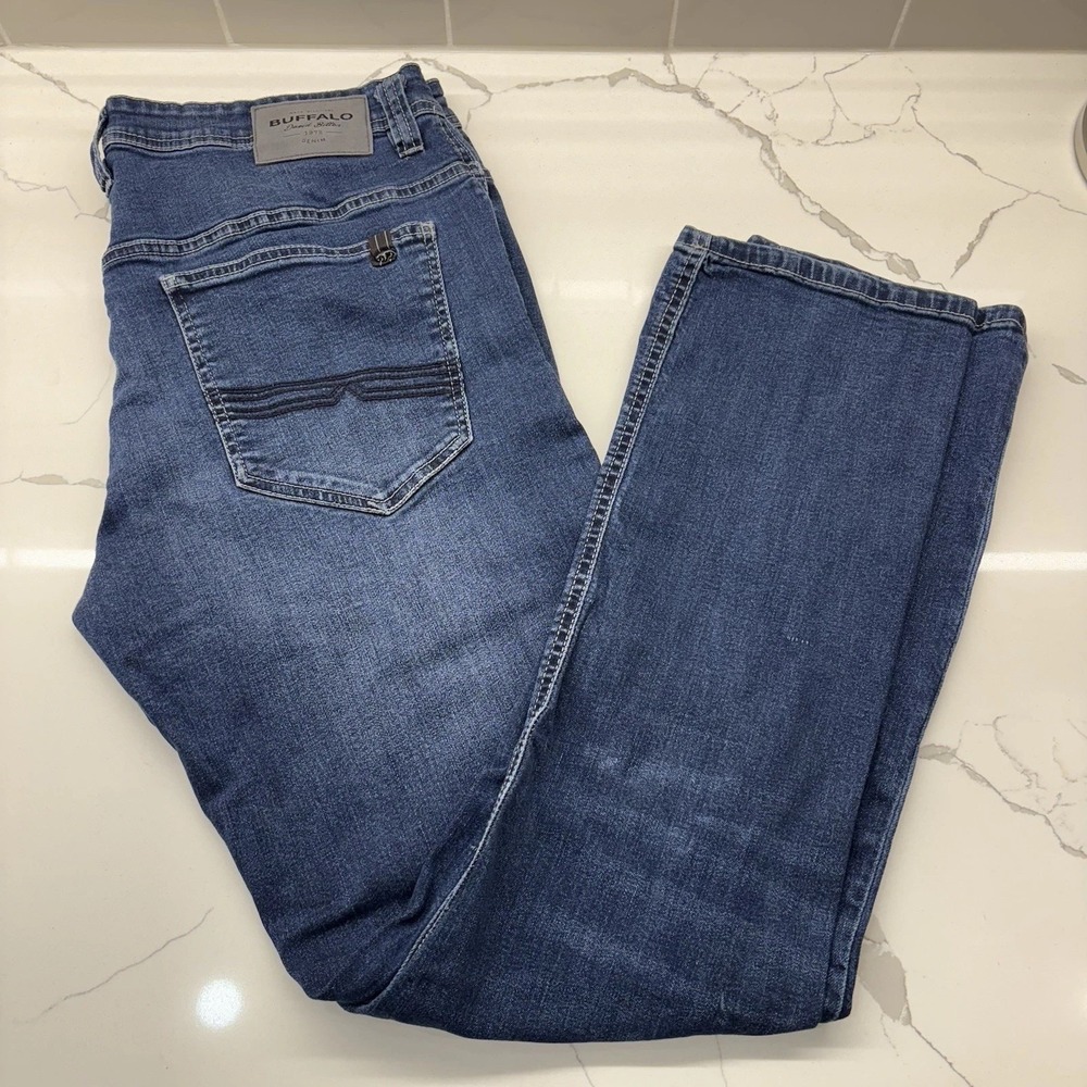 Buffalo David Bitton Mens Evan-x Slim Straight Stretch Jeans Size W36 L32 - Picture 1 of 10
